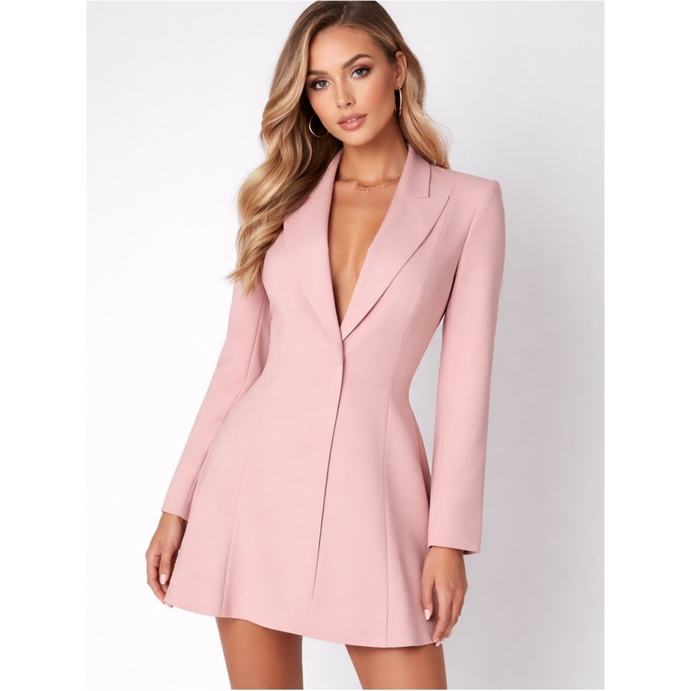Norma Kamali Pink Mini Blazer Dress Size XS/34 Longsleeve Party Cocktail